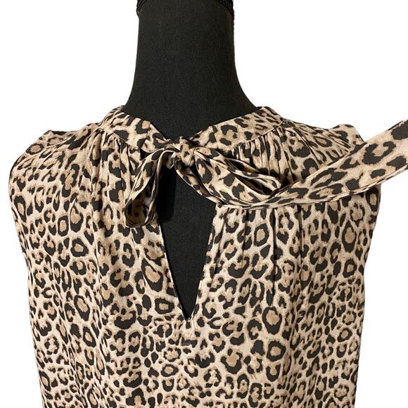LOFT Leopard Print Blouse Tank Back Tie - Picture 3 of 8